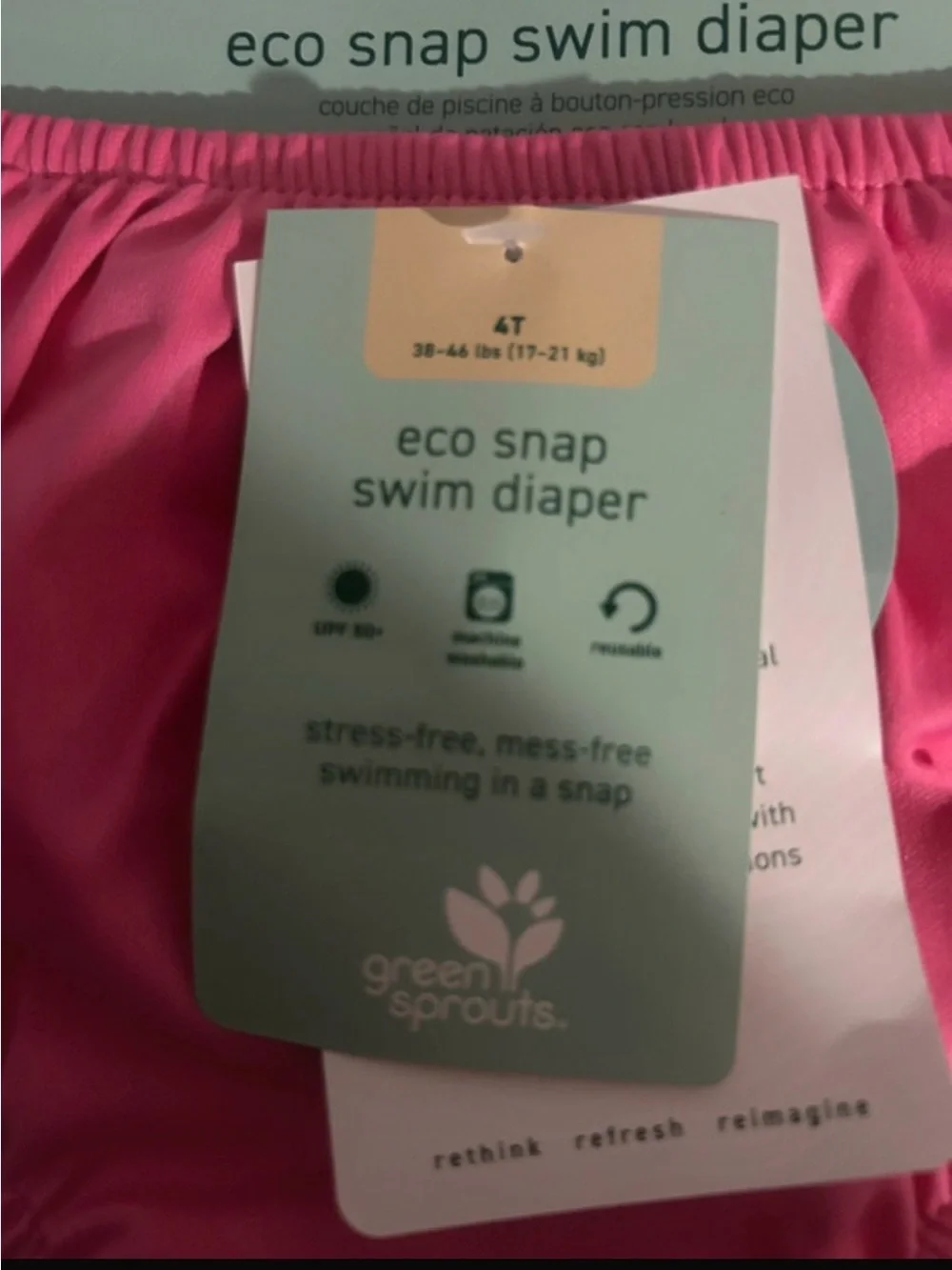 Green Sprouts Pink Eco Snap Swim Diaper